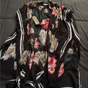 Floral Black Kimono Scarf
